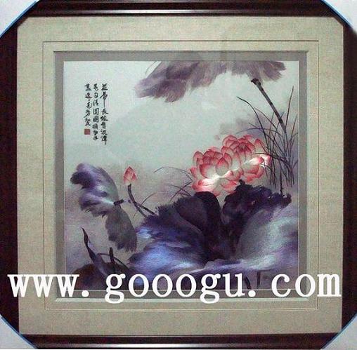 荷花刺绣画 手工刺绣 中国刺绣