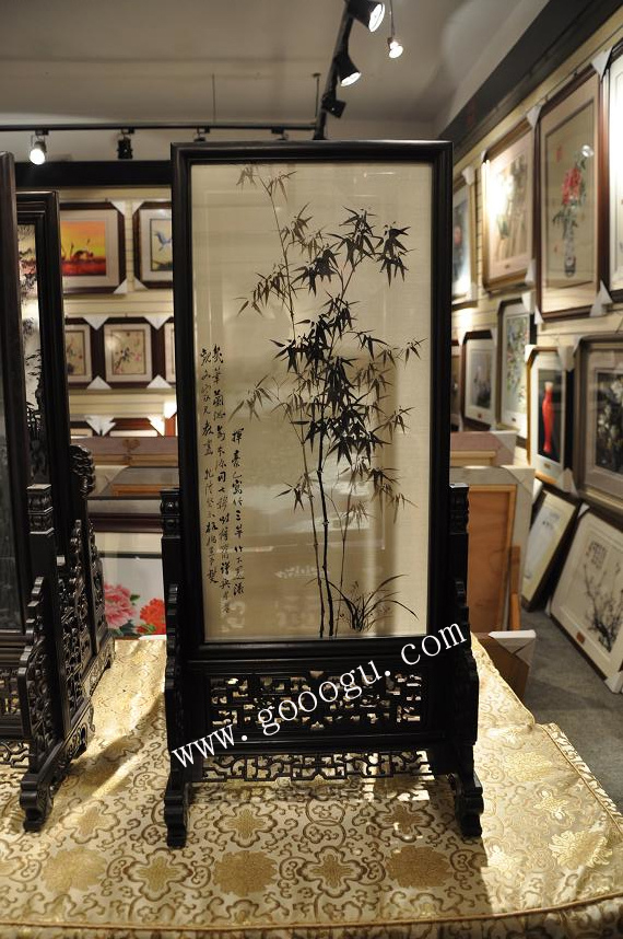 高档紫檀双面绣