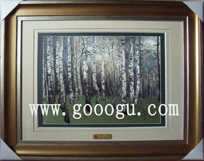 风景球友会官方入口画，苏州刺绣精品，高档工艺收藏品