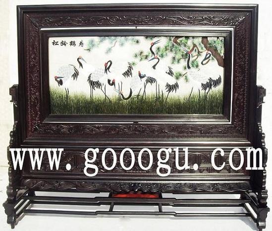 松龄鹤寿双面绣，苏州双面绣精品，檀木刺绣球友会官方入口