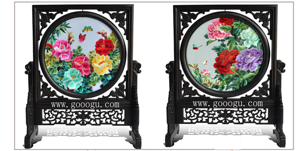 高档紫檀双面绣礼品