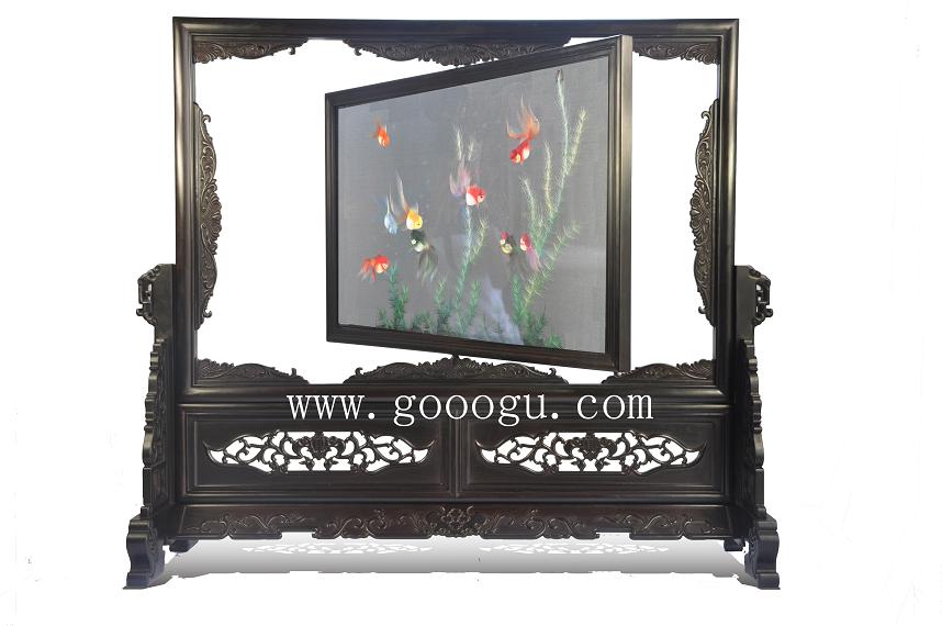 高档紫檀双面绣、纯手工精品!