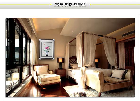 卧室装饰效果图、牡丹精品壁画彰显奢华！