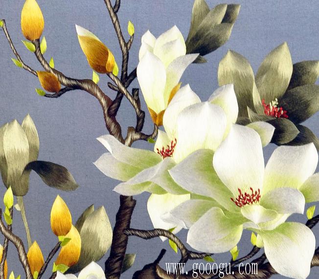 玉兰花部分特写!做工精细,翠条多力引风长,点破银花玉雪香。