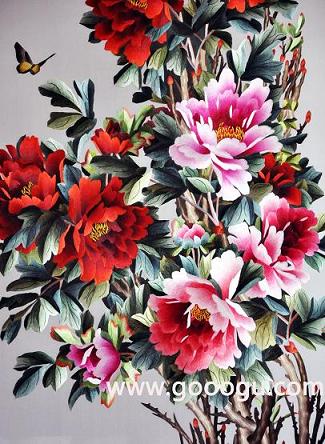 牡丹球友会官方入口画,高档刺绣牡丹荣华富贵,双面绣牡丹隔断