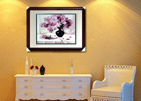 刺绣装饰画效果图 室内装饰画效果