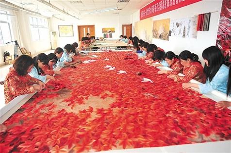 大型刺绣壁画，大型刺绣屏风定制